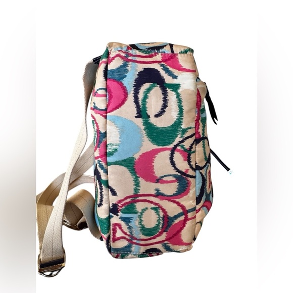Vintage Coach IKat Print Multi Color Nylon Drawstring Backpack Rucksak F24451 - Picture 6 of 14